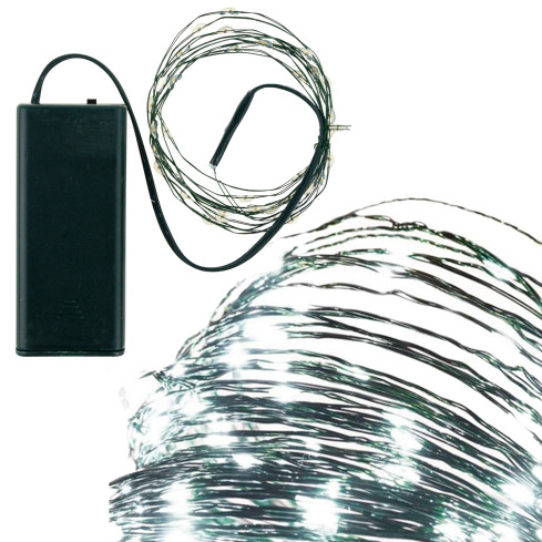TG73524-1 Weihnachtsbaumbeleuchtung, grüner Draht, batteriebetrieben, kaltweißes Licht, 40 LEDs