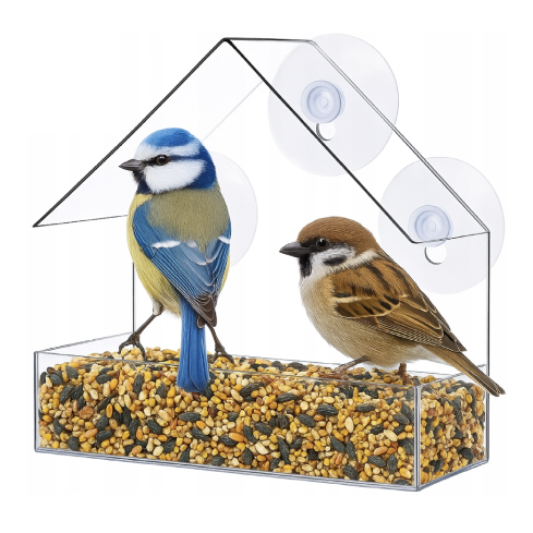 TG80446 VOGELFÜTTERUNG TRANSPARENTES FENSTER FENSTER SAMEN SONNENBLUMENFUTTER