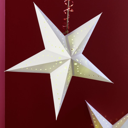 TG59705-1 Faltbarer Weihnachtsstern, 3D-Papier-Buntglas-Dekoration, durchbrochene Fensterdekoration, 27 cm