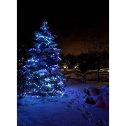 TG63192-1 SOLAR Weihnachtsbaumbeleuchtung 100 LED 10m GIRLANDS KALTWEISS 8 FUNKTIONEN