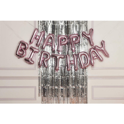 TG66229-1 SILBERFOLIE VORHANG DEKORATIV GEBURTSTAG HOCHZEIT