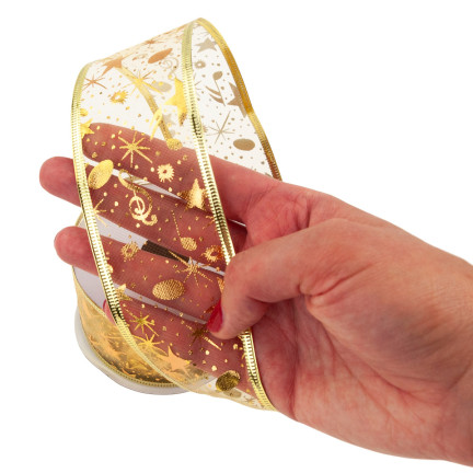 TG42491 Dekoband DECORATIVE WEIHNACHTSBAND 5CM 2,7M 2 Farben