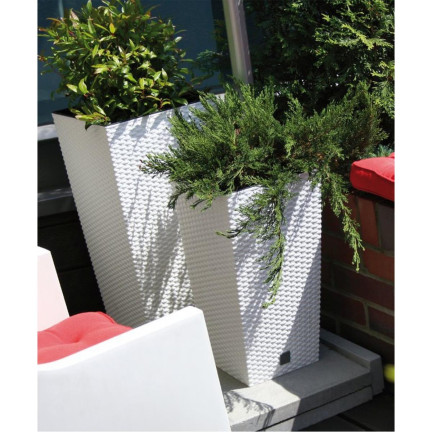 DRTS265-S449 LARGE RATTAN WHITE EXTERNAL POND DECK WITH COVER for patio
