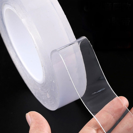TG84360 doppelseitiges Klebeband, wiederverwendbar, transparent, 2 cm × 1 m