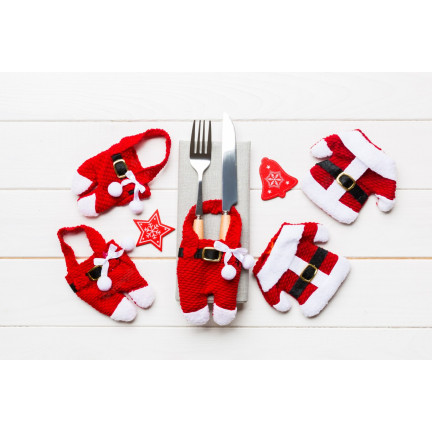TG52959 Besteckhülle, 6 Stück/Set, Weihnachtsmann-Mäntelchen