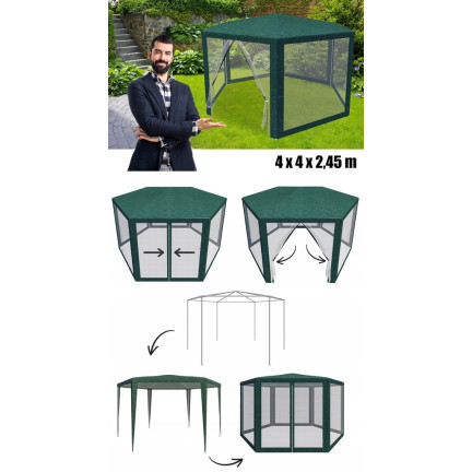 TG77596-1 GARTENZELT KOMMERZIELLER PAVILLON 6 WÄNDE MIT MOSKITONETZ GAZEBO FÜR DIE GARTENTERRASSE
