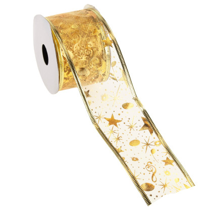 TG42491 Dekoband DECORATIVE WEIHNACHTSBAND 5CM 2,7M 2 Farben