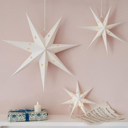 TG59705-1 Faltbarer Weihnachtsstern, 3D-Papier-Buntglas-Dekoration, durchbrochene Fensterdekoration, 27 cm