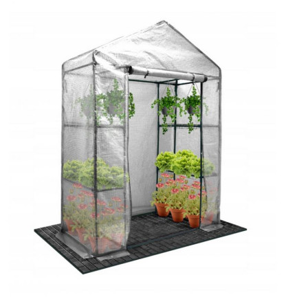 TUN5484 GARTENGEWÄCHSHAUS MIT REGALEN WEISS 140X73X200CM