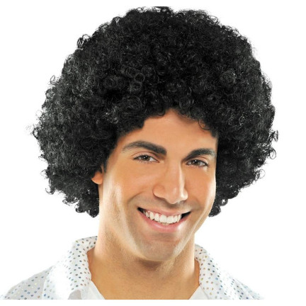 UR27 PERÜCKE AFRO SCHWARZES HAAR LOCKIG PARTY 70ER 80ER JAHRE FÜR SILVESTER