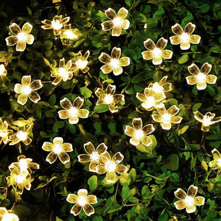 Solarlichter, Blumen, 30 LEDs, Länge 6,5 m, 8 Leuchtmodi, warmweiß