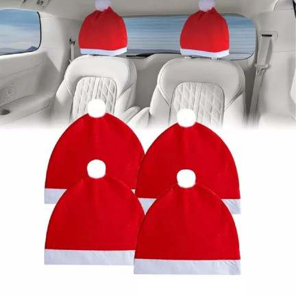 TG76548 Kopfstützenbezüge für das Auto, Weihnachtsmann-Mütze, 4er-Set