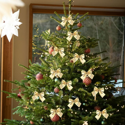 TG59773-2 BÖGEN 12TLG GOLD GLITTER WEIHNACHTSBAUM DEKORATIV BÖGEN SET