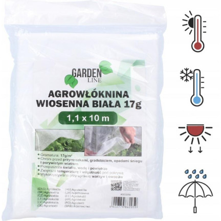 AGO2050 AGRICULTURAL GARDEN COVERING FIBER 1.1 x 10 M SPRING WHITE 17g