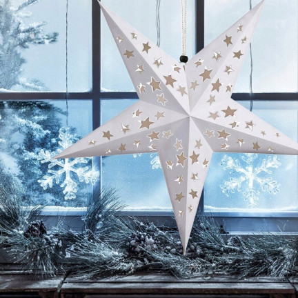 TG59707-1 GROSSER HECK FALTBAR WEIHNACHTEN GLASMALEREI PAPIER WEIHNACHTSSTERN