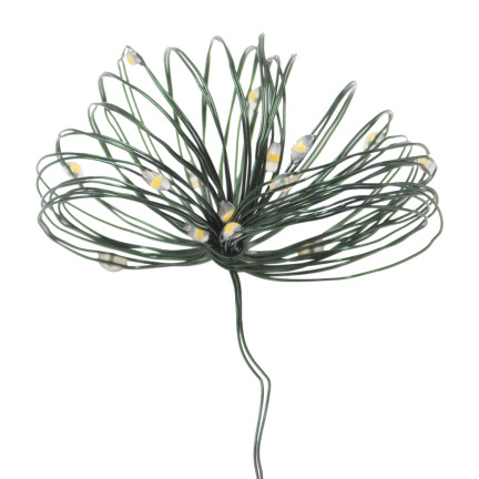 TG73524-2 Weihnachtsbaumlichterkette mit 40 LEDs, warmes Licht, batteriebetrieben, an einem grünen Draht
