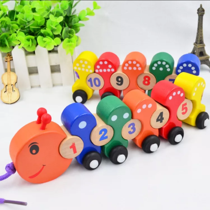 TG67019 Holzzug mit Raupenkette – Lernpuzzle zum Erlernen der Zahlen