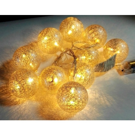 SW61S SILBERNE WEIHNACHTSGIRLANDE LEUCHTENDE WATTEKUGELN
