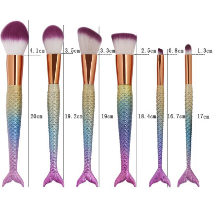 ZZ31 Make-up-Pinsel 6-teiliges Meerjungfrau-Set