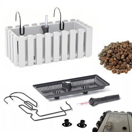 DDEF400W-S449 Balkonkasten, Pflanzkübel für Balkon, Geländer, Terrasse, weiß