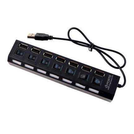 USB-Hub 2.0, Verteiler, mit 7 Anschlüssen, separate Schalter