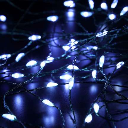 TG73524-1 Weihnachtsbaumbeleuchtung, grüner Draht, batteriebetrieben, kaltweißes Licht, 40 LEDs