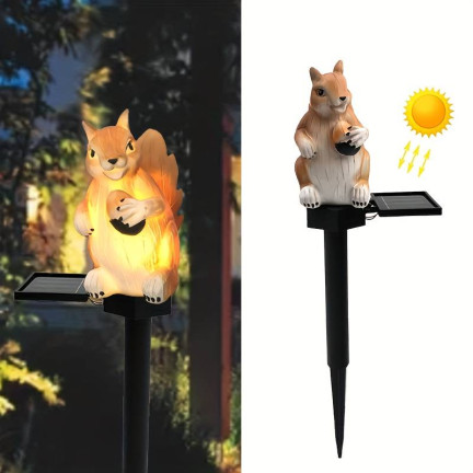 TG71282 SOLAR EICHHÖRNCHEN LAMPE ANGETRIEBEN GARTEN LICHT LED DÄMMERUNG SENSOR SOLAR