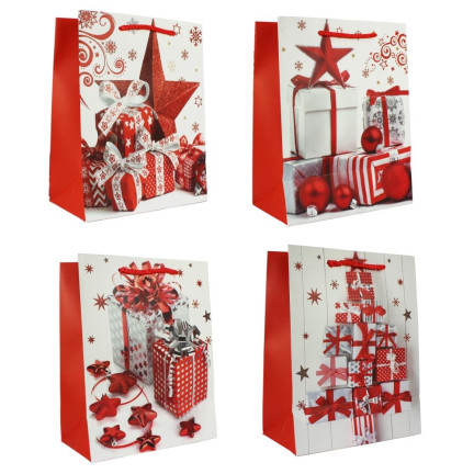 BAG8607 WEIHNACHTSGESCHENK TASCHE WEISS UND ROT 44X31X12