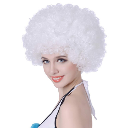 TG63178 Afro-Perücke für den Weihnachtsmann, weiß, Engel-Kostüm, Engel-Verkleidung