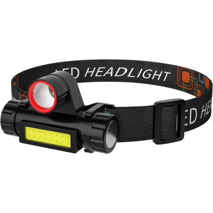 4-in-1-Stirnlampe, COB-LED, mit Magnet, über USB aufladbar, leistungsstark, verstellbares Kopfband