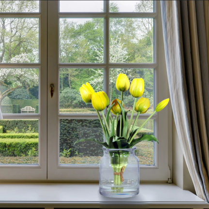CV17692-3 TULPEN STRAUSS GUMMIERT GUMMI WIE LEBEN REALISTISCH GELB