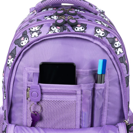 KUR1 Schulrucksack „Kuromi“ von Sanrio, violett, Original-Lizenzprodukt von St. Majewski, 22 l, 4 Fächer