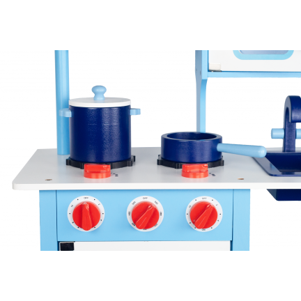 TG53008 Holz-Kinderspielküche, Zubehör, blau, Spielzeug, große Töpfe