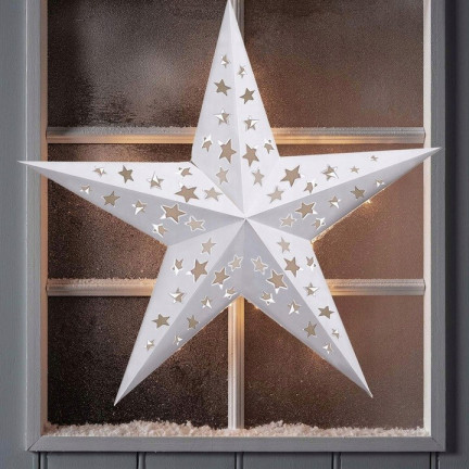  TG59707-1 GROSSER HECK FALTBAR WEIHNACHTEN GLASMALEREI PAPIER WEIHNACHTSSTERN