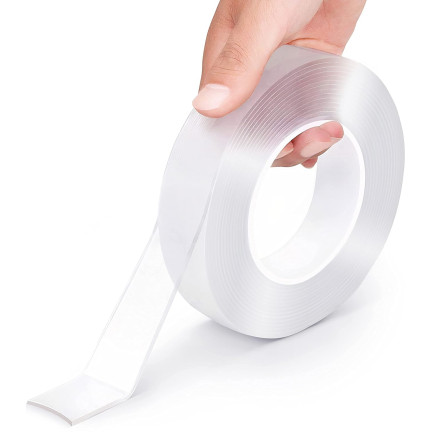 TG84360 doppelseitiges Klebeband, wiederverwendbar, transparent, 2 cm × 1 m