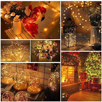 TG66254-2 WEIHNACHTSLICHTER AUF BETRUNKENEN 40 LED LICHTER MICRO GARLAND WEISS AA