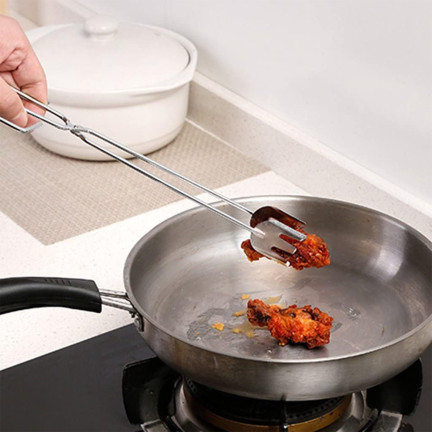 Grillzange aus Metall, 2-in-1, Küchenzange, mit Gabel und Schaufel