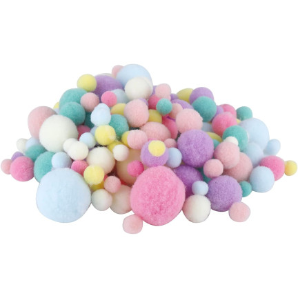 TG80413 DEKORATIVE POMPONS PASTELL MINI MIX 1-3CM 450STK