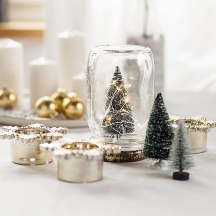 CV20919-5 WEIHNACHTSBAUM AUF STAMM FIGUR SCHNEEGESTAUBT GLITTER