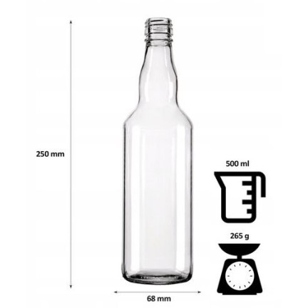 PAC5001/2 FLASCHE MONOPOL 500ML 0.5L FÜR MONSHINE WODKA SAFT LIKÖR