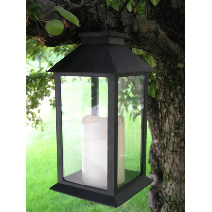 TG45628 LED LATERNE LAMPE SCHWARZ FÜR HAUS GARTEN BATTERIE BELEUCHTUNG BALKON TERRASSE 