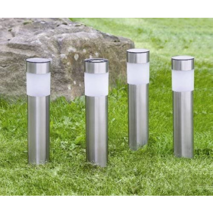 TG45633 SOLAR-GARTENLEUCHTEN LED-SÄULEN-SOLAR-GRÜN INOX silber