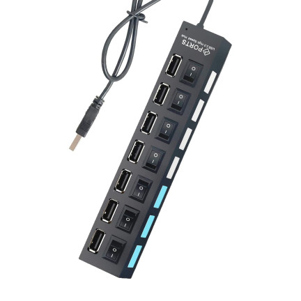 USB-Hub 2.0, Verteiler, mit 7 Anschlüssen, separate Schalter