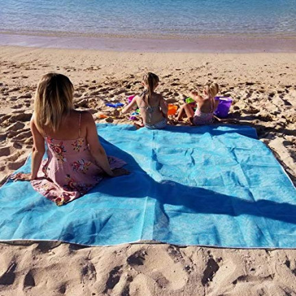 TG64477 Strand Stranddecke XXL 200x150 SAND FREE mit Haken