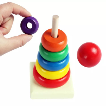 TG50038 PIRAMID SORTER Montessori TOWER WOOD BLOCKS