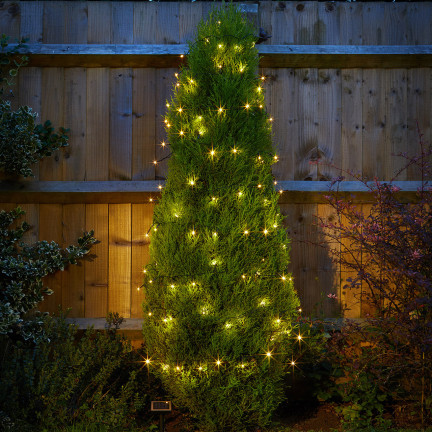 LED-Lichterkette 300 L, warmweiß + kaltweißer Blitz, Weihnachtsbaum, festlich, für drinnen und draußen, 3 + 15 m