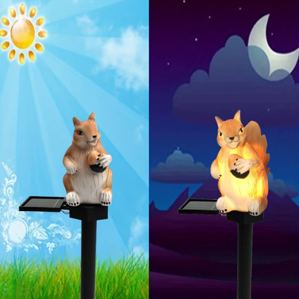 TG71282 SOLAR EICHHÖRNCHEN LAMPE ANGETRIEBEN GARTEN LICHT LED DÄMMERUNG SENSOR SOLAR