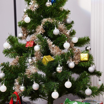 C06907 Silberne Glitzer-Weihnachtskugeln, 12er-Set