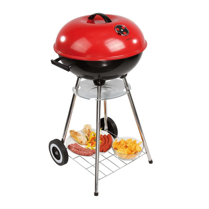 TG56276 KREISFÖRMIGER GARTEN-HOLZKOHLEGRILL MIT DECKEL UND ASCHEKASTEN
