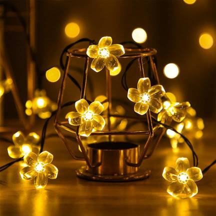 Solarlichter, Blumen, 30 LEDs, Länge 6,5 m, 8 Leuchtmodi, warmweiß